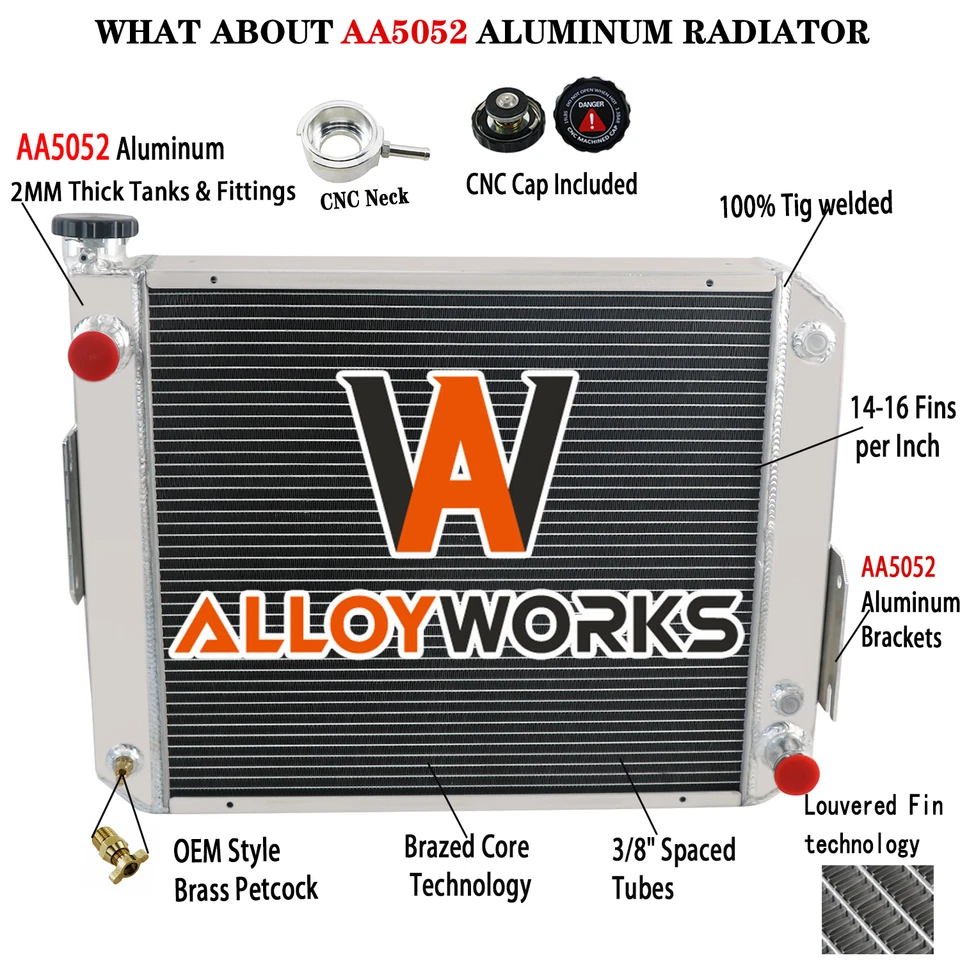 ALLOYWORKS 1337002 Radiator Fits Hyster Yale Forklift 2.6 Perkins 2.4 Isuzu GM 3.0 H45-65XM