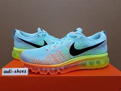 2013 NIKE FLYKNIT MAX GLACIER ICE/ORANGE-VOLT US6 EUR36.5 air 620659-408 ld-zero - Image 1 of 4