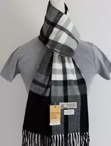 Sciarpa Uomo Invernale,Check-Plaid Nero Bianco Cashmere Feel.Calda Morbida*Unisex - Foto 1 di 2