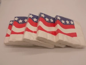 5 Hallmark patriotic red, white, blue paper napkins. New old stock.16 each pack - Picture 1 of 6