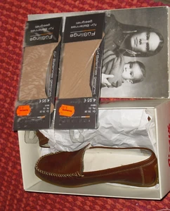 SIOUX Leder Mokassin Slipper Gr.38, UK Gr. 5 F + + 2x2 camano Füßlinge - Bild 1 von 5