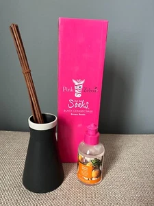 NEW PINK ZEBRA  BLACK CERAMIC VASE - Picture 1 of 1