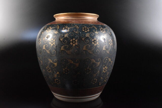 蓝色陶瓷日本古董花瓶| eBay