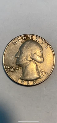 1982 washington quarter Filled in D mint mark US coin 25 cents - Image 1 of 3