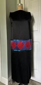 Perry Ellis Vintage Dress Wool Silk Shift Black Purple Pink Sleeveless READ S 12 - Picture 1 of 24