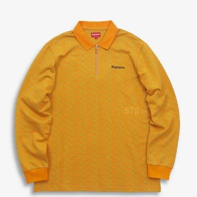 Polo Supreme FW18 Floral Jacquard Cremallera Dorado Talla M Nuevo con Etiquetas Inglés Antiguo Foto 1 de 4