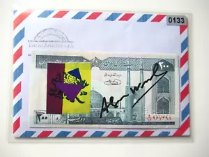 ANDY WARHOL: Banknote von WARHOL, signiert, skizziert mit Amtl. USPS-Stempel - Bild 1 von 5