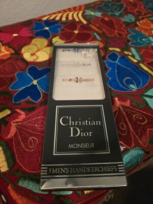 Christian Dior Vintage Monsieur 3 pañuelos para hombre. Bordado H Foto 1 de 3