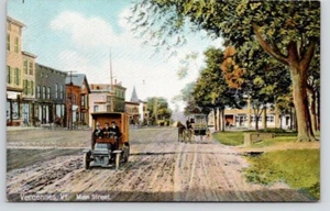 POSTCARD STREET SCENE MAIN STREET VERGENNES VERMONT - Picture 1 of 2
