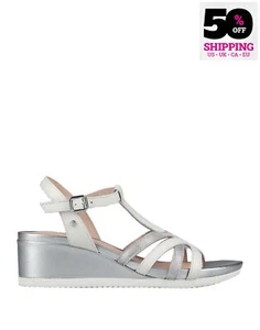 Sandalias de cuña de cuero Geox Respira PVP € 120 US10,5 UK7,5 EU41 hebilla marfil - Imagen 1 de 5