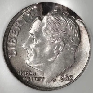 1962 NGC MS66FT Struck On A 2.2 Gram Defective Planchet Silver Dime Mint Error - Picture 1 of 4