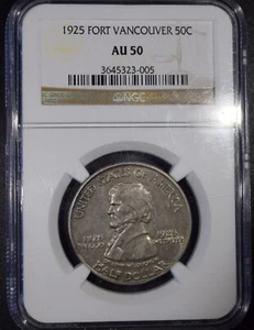 1925 Fort Vancouver Commemorative Half Dollar Silver "NGC AU50" - Picture 1 of 3