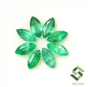 6x3 mm Natural Emerald Marquise Cut Lot 09 Pcs 2.33 CTS Untreated Loose Gemstone - Picture 1 of 8
