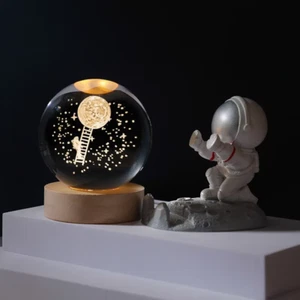 3D Crystal Ball Planet Night Light - Laser Engraved Solar System Globe Decor - Picture 1 of 26