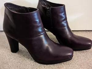 Alberto Fermani Side Zip Plum Leather Bootie Block Heel & Platform US 9 EUR 40 - Picture 1 of 24