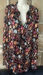 NWT $148 Free People Mini Swing Dress Collared Tie V Neck Floral Retro Boho M - Picture 1 of 9