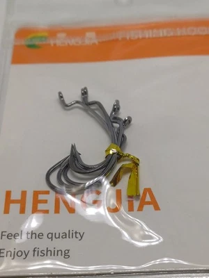 Hengjia 6pcs/box Size 3 Worm Bait Offset Hooks for Soft Bait Steel Barbed Hook - Image 1 of 3