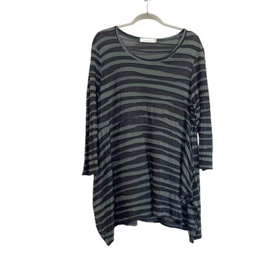 Top túnica corte suelto para mujer asimétrico a rayas mixtas talla XL Lagenlook Foto 1 de 4