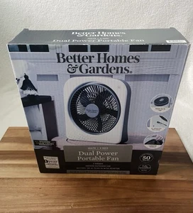 Better Home & Gardens 9 inch Dual Power Portable Fan White Indoor/Outdoor NEW - Picture 1 of 5