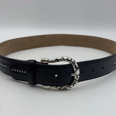 Cinturón negro Brighton talla 34 para mujer B31493 cuero clásico plata tachuelas adornar Foto 1 de 4