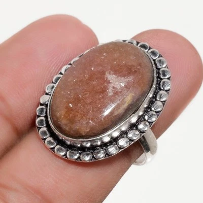 Sunstone Oval Gemstone Ring Handmade Antique Design Wedding Jewelry 8" FR 749 - Image 1 of 4