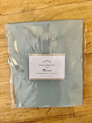 Funda para silla lateral de comedor Pottery Barn Torrey azul claro/verde Foto 1 de 4