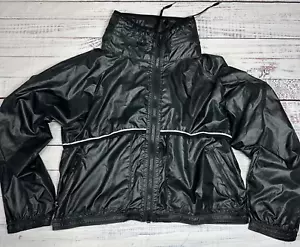 Ryu Womens Zip Front Jacket XL Black Roll Away Hood Polyester Lightweight - Picture 1 of 9