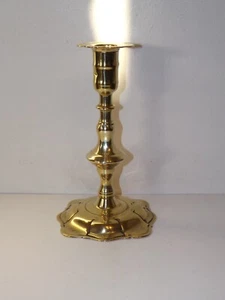 George II mid 18th Cen Seamed Petal Base & Sconce Brass Candlestick 19cm Tall - Picture 1 of 9