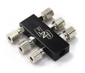 00-01762 Nitrous Outlet Compact Billet 1 in 6 Out Distribution Block w/ Fittings - Picture 1 of 2