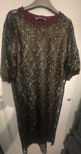 Lot 2 Zara Trafaluc Women's Black and Gold Lace Dress Size Medium (1-2) - Picture 1 of 3