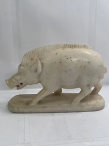 Old Wild Boar Pig Hog Solid Base & Statue Sculpture Figurine Carved Heavy Rare - Picture 1 of 11