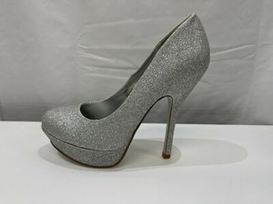 silver platform pumps