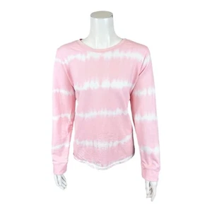 Denim & Co. Tie-Dye French Terry Long-Sleeve Sweatshirt Pale Pink Medium Size - Picture 1 of 2