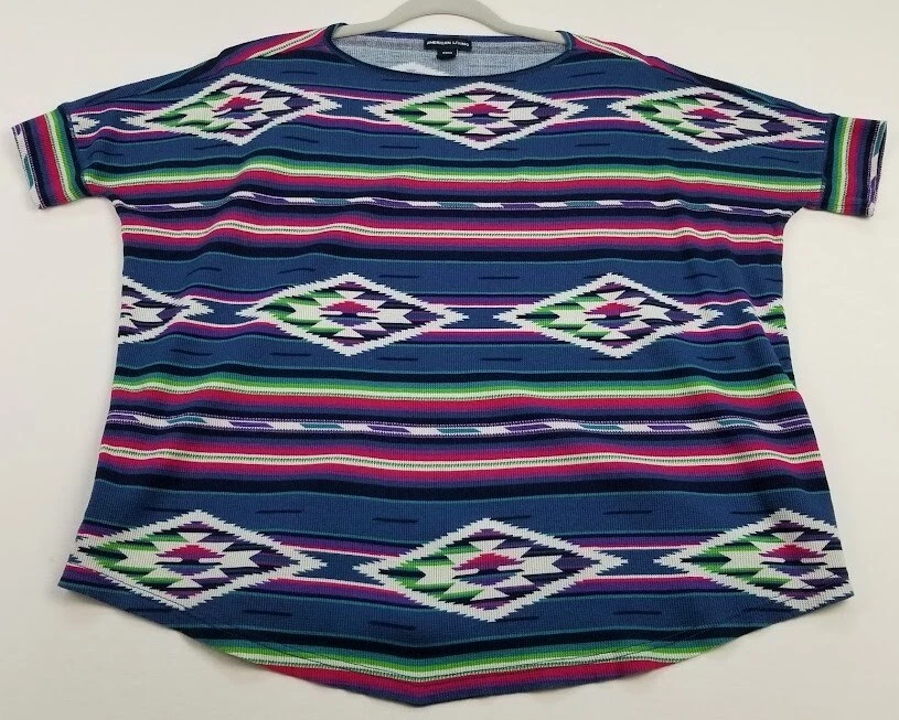 Легкий свитер женский American Living маленький ацтекский юго-западный короткий рукав - Изображение 1 из 4