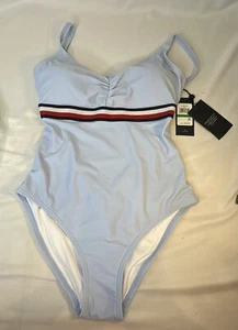 Retro Hilfiger 1-teilig Badeanzug Badestrand ikonisch blau rot LG gefüttert unverbindliche Preisempfehlung des Herstellers 98 LSF - Bild 1 von 6