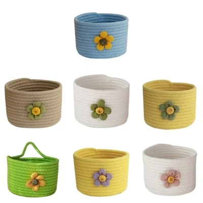 Woven Cotton Rope Basket Flowerpot Basket Flower Basket Round Storage Basket - Image 1 of 4