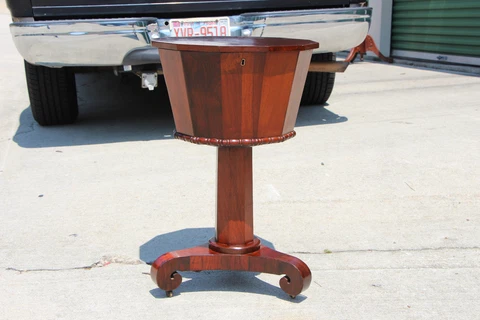 Rare Empire Period Rosewood Dodecagon Sewing Table with Scroll Feet ~ Ca.1840 Cover