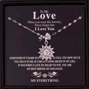 To My Love - Never forget I love you Sunflower Pendant necklace - Stunning Gift - Picture 1 of 7