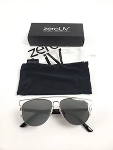 ZeroUV Full Metal Crossbar Flash Mirror Flat Lens Aviator Sunglasses - Picture 1 of 8