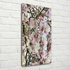 Wand-Bild Kunstdruck aus Hart-Glas Hochformat 70x140 Magnolie Blumen