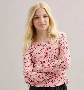 NWT~ Self Esteem Girls XL Pink Long Sleeve Ribbed Shirt Top Flowers & Hearts - Picture 1 of 10