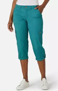 Lee Capris da donna Flex-to-go Mid-Rise rilassato Fit, Midway Teal, 6 Petite - Foto 1 di 9