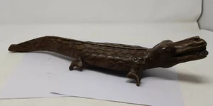 Antique Old Brass Tribal Folk Crocodile Statue Figurine Collectible NH6529 - Picture 1 of 12