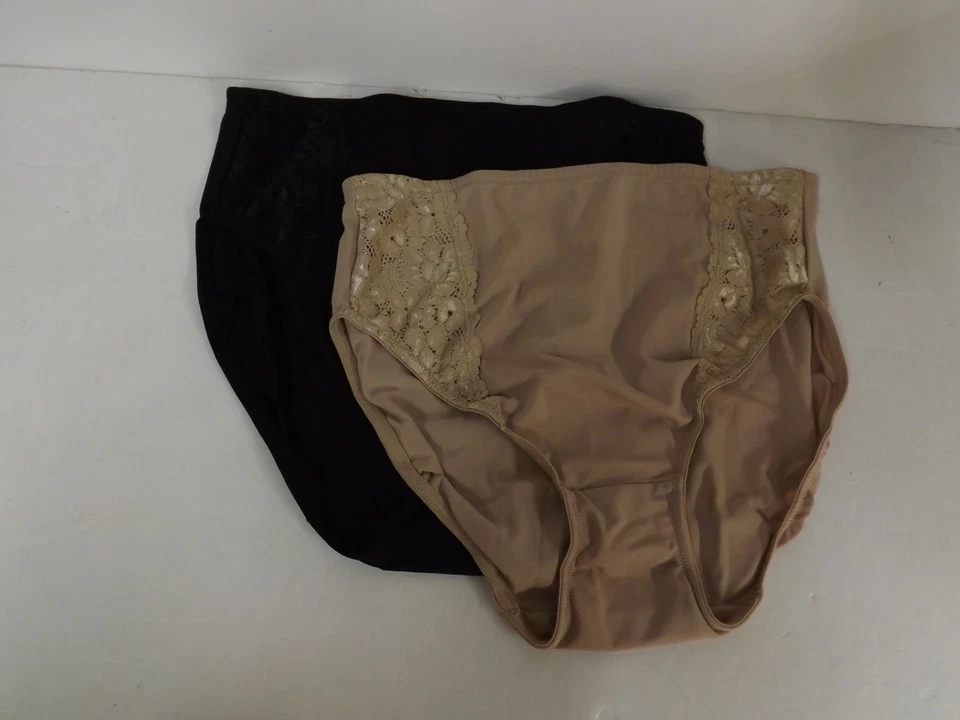 Breezies Juego de 2 Bragas de Encaje de Soporte Suave Corte Alto-Negro/Desnudo-Pequeño-NUEVO-A351932 Foto 1 de 1