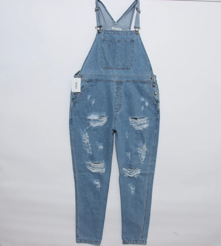 Salopette Cherokee (Cod.S1377) Tg.XL Usato uomo vita alta denim custom strappi - Imagen 1 de 4