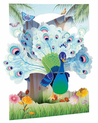 Santoro Interactive 3-D Swing Greeting Card, Peacock (SSC128) - Image 1 of 3