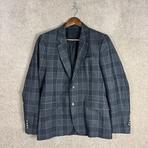 Vince Sport Coat Blazer Mens 38 Gray/Black Plaid Wool Flannel Suit Jacket - Picture 1 of 11