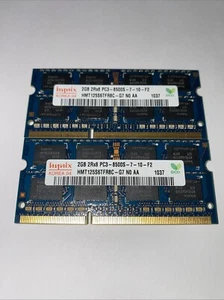HYNIX quantity 2 2GB (4GB total RAM)PC3 8500S Laptop Memory RAM HMT125S6FR8C-G7 - Picture 1 of 2