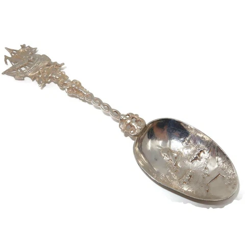 Berthold Mueller Neresheimer Sterling Silver Ship Windmill Cherub Spoon, 8 3/8" Cover