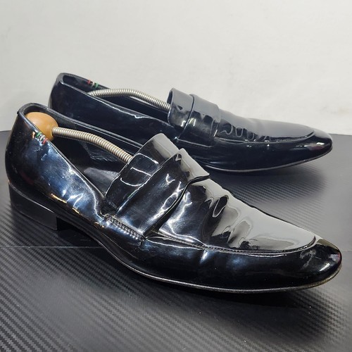 Mocassini slip on vintage Moschino in pelle verniciata nera taglia EU45